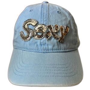 BNWOT SEXY Blue Beach Fun in the Sun Adjustable Ball Cap Hat for Women OSFM
